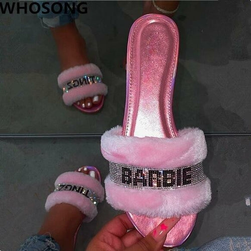Women's Crystal Embellished Beach Slides — Summer Glam
