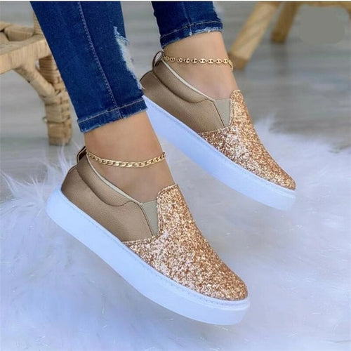 Women's Crystal Flat Moccasin Loafers — Gold, Black & Rose Gold