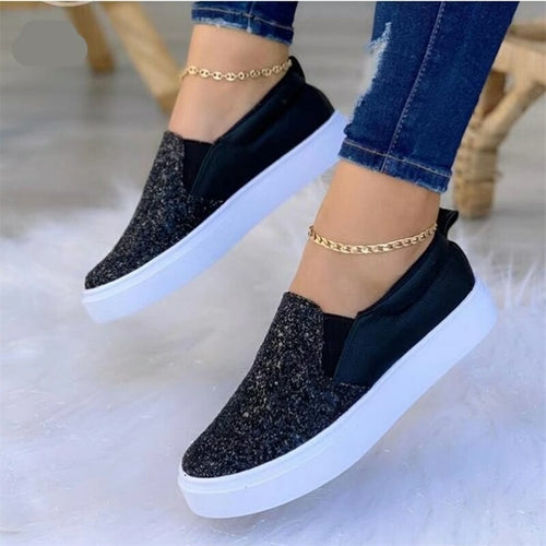 Women's Crystal Flat Moccasin Loafers — Gold, Black & Rose Gold