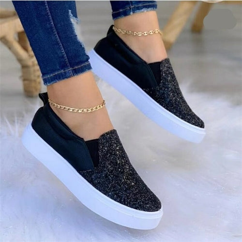 Women's Crystal Flat Moccasin Loafers — Gold, Black & Rose Gold